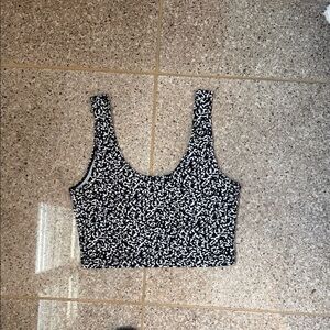 AMERICAN APPAREL Black and White Patterned Scoop Neck Crop Tank Top - Women